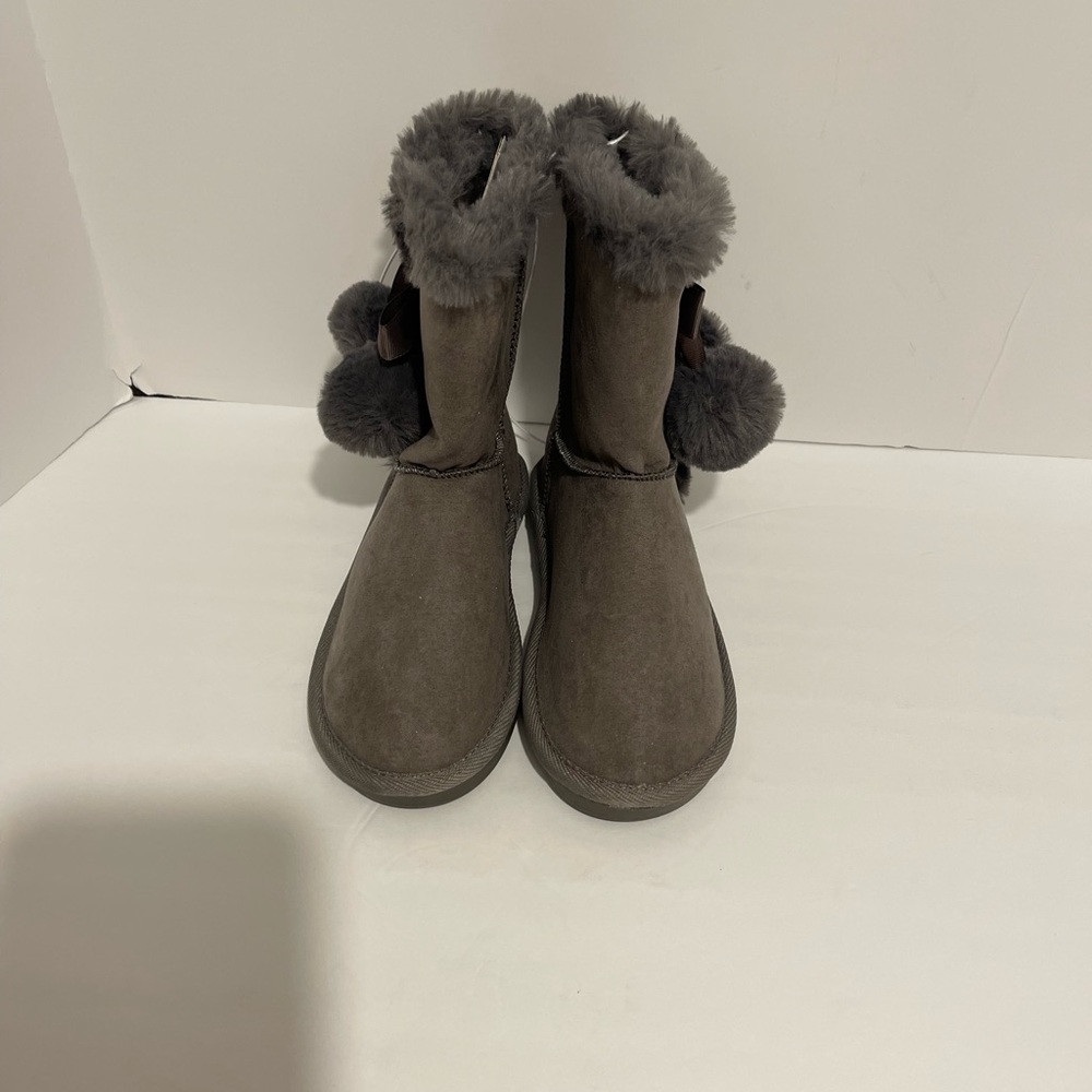 Justice Gray Faux Fur Sued Girls Boots size 2